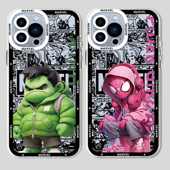 Marvel Spiderman Хълк Стръмен Калъф За Телефон Xiaomi Redmi Note 11T 10 Pro 9 12 Pro 11 10T 11S 8 Pro 9T Прозрачен Мек Калъф