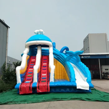 Гигантска надуваема пързалка Темата на Подводния свят, Надуваема играчка-слайдер във формата на Кит за деца и възрастни с Високо качество