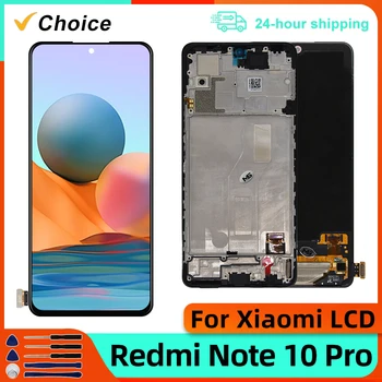 ИЗБОР AMOLED, За Xiaomi Redmi Note 10 Pro LCD M2101K6R Дигитайзер Сензорен Екран За Xiaomi M2101K6G Резервни Части За дисплея